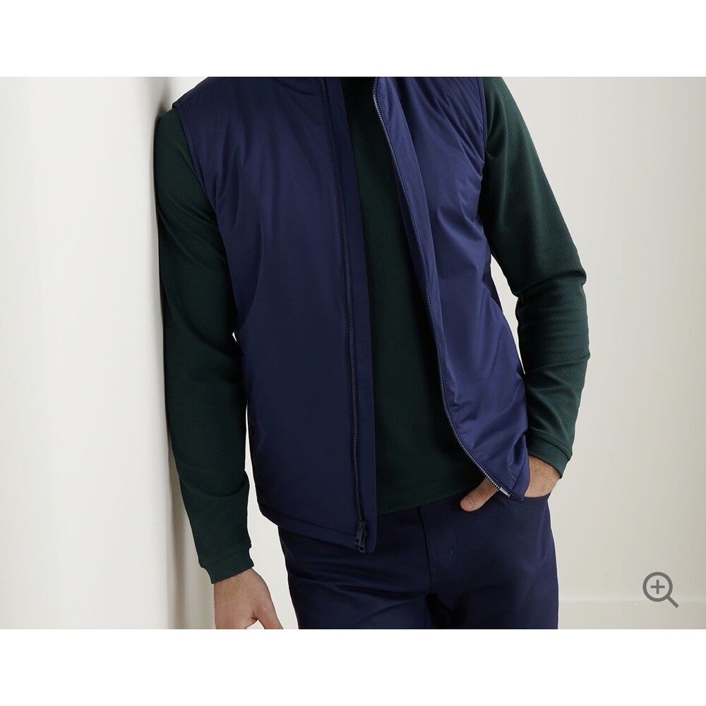 Peter Millar Men’s Fuse Hybrid Vest Blue Full-Zip Vest Size 2XT Water Resistant